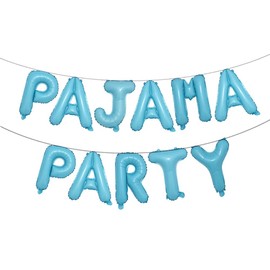 16 inch Pajama Party Balloons Banner Girls Sleepover Birthday Party Decoration Slumber Parites Banner Colorful Balloons Backdrop (PAJAMA PARTY Light Blue)