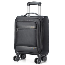 Lekebobor Underseat Carry On luggage Airline approved, 16 Inch Softside Travel Suitcase with Spinner Wheels Lightweight Overnight Bag Small Rolling Carry-on for Women Men Weekender,Black