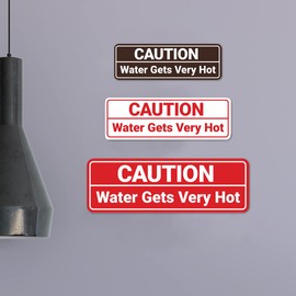 Standard Caution Water Gets Very Hot Sign (Brushed Silver) - Large 1 Pack