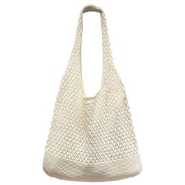 PWCTNT Women's Beach Bag, Large and Lightweight Summer Boho Swimming Bag, Mesh Beige Beach Bag, Foldable Crochet Bag for Beach Holidays, Shopping, Travel, Everyday Use