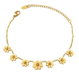 100% Pure Boho Gold Daisy Flower Bracelet, Bracelet Gift For Women, Dainty Flower Bracelet