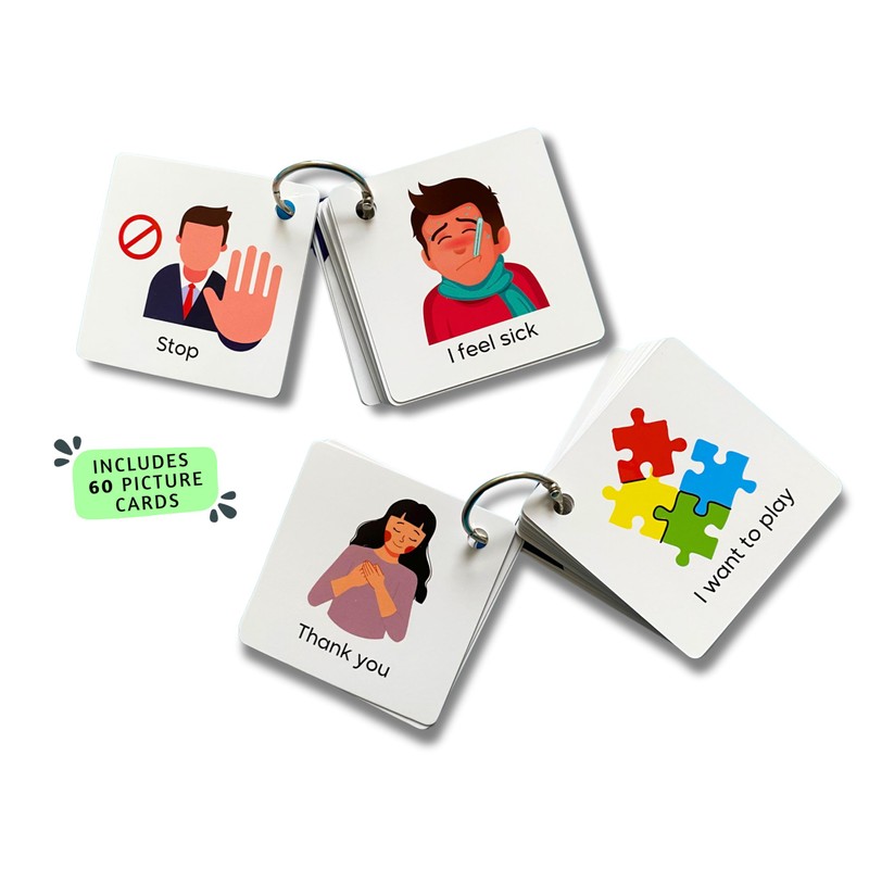 Plastic Communication Cards for Special Needs, Set of 60 Picture