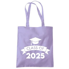HotScamp Class of 2025 Graduation Cap - Tote Shopping Bag - Leavers Leaving School Gift Good Luck One size lavender purple