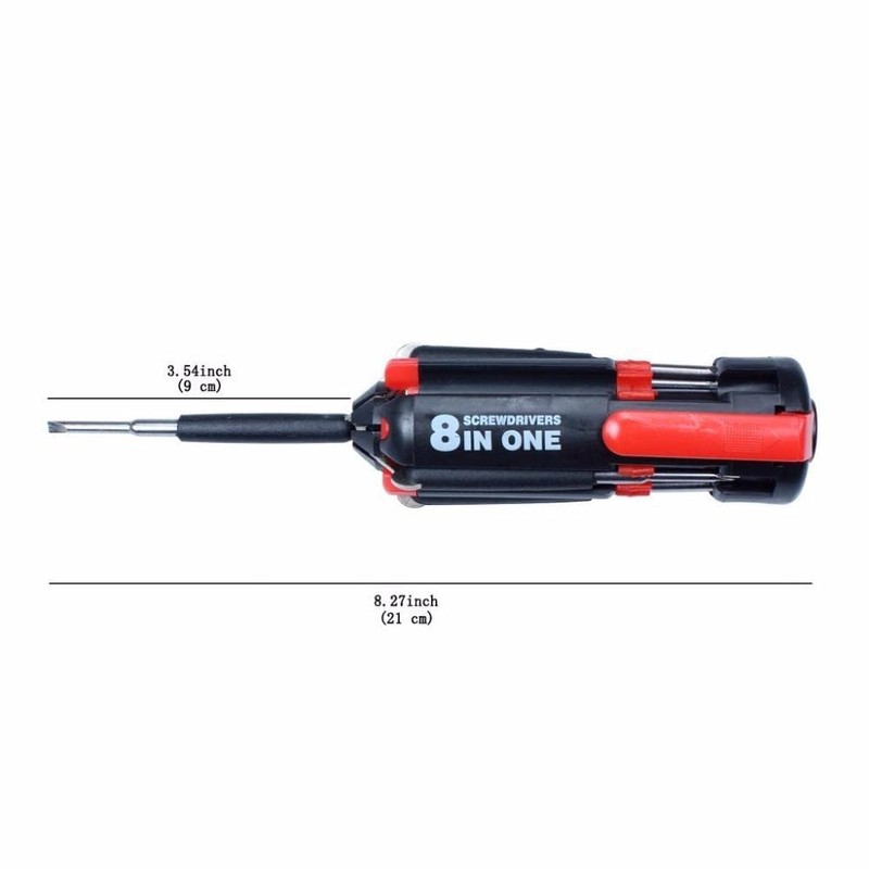 8 Screwdrivers in 1 Tool LED Torch Flashlight Useful Repair