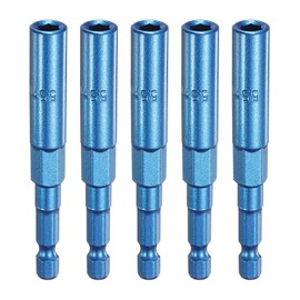 sourcing map 5pcs Nut Driver 5.5mm Hex Drive Socket CR-V Steel Power Screw Drill Bits Socket Wrench Tools with 1/4" Quick Change Hex Shank for Power Drills Impact Drivers, Blue