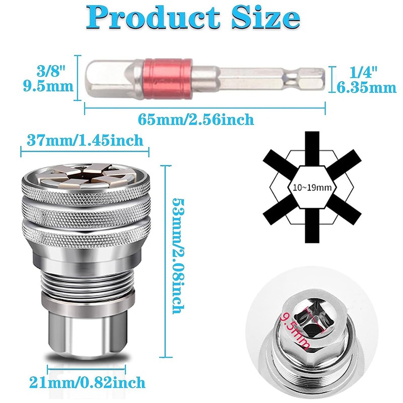 yuentoen Multi-functional Magic Sleeve Universal Maintenance Tool, Adjustable Drive Socket