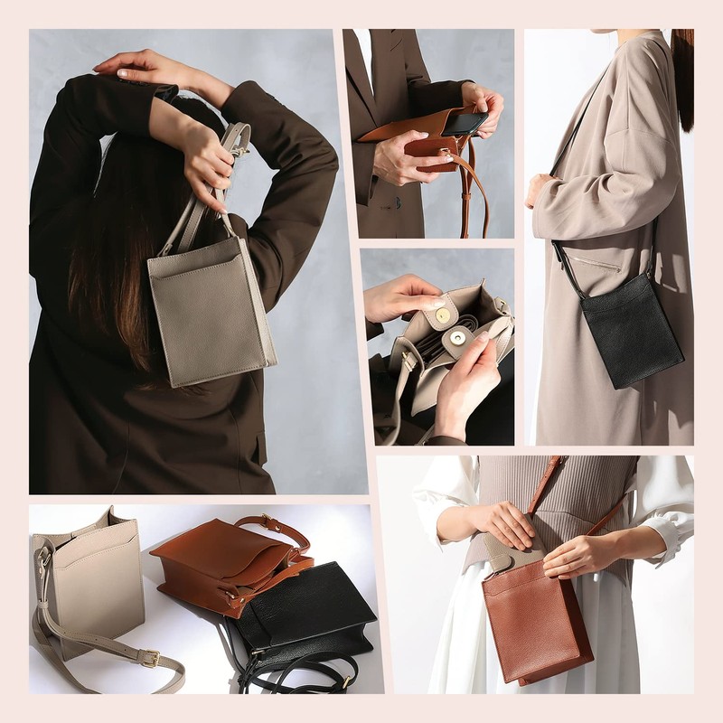 BLUE SINCERE Smartphone Pouch, Genuine Leather, Cowhide Leather, Cross-body Vertical,