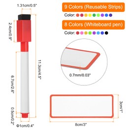 MECCANIXITY 27Pcs Magnetic Dry Erase Labels 3x1 Inch Magnetic Sheet Labels Stickers Blank Writable Erasable Cards Colored Border for Classroom Office