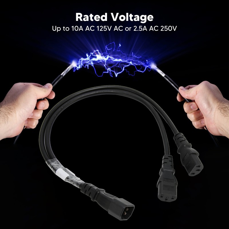 Single C14 to Dual 5 15R C13 Cord Short Power