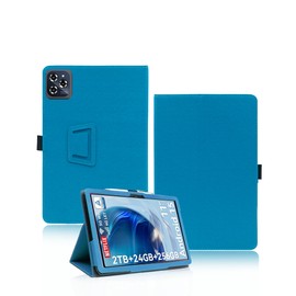 Protective Case for TABWEE W90 Tablet 11 Inch, yystao PU Leather Protective Case Compatible with TABWEE W90 11 Inch - Hand Strap, Skin Textured Full Wrap Design, Azure Blue
