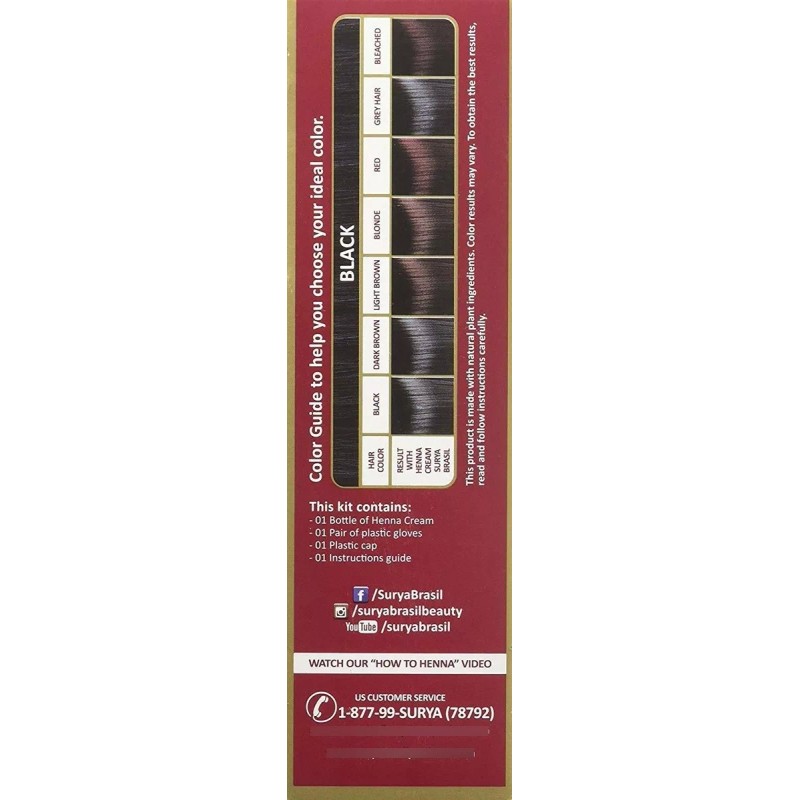 Surya Brasil Los Productos Henna Crema, Negro, 2,37 Onza Líq