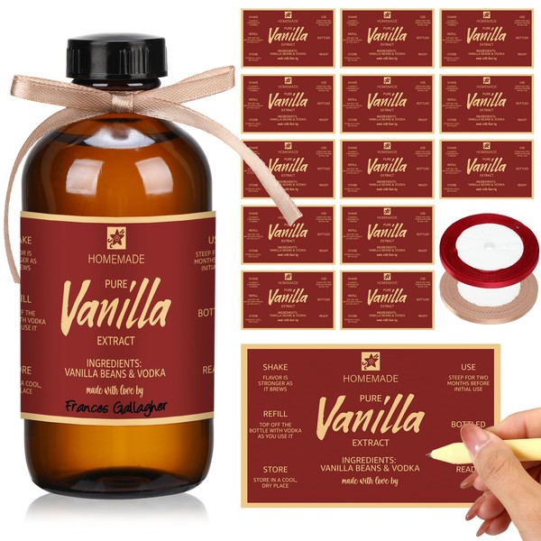 Fulmoon 24 Pcs Vanilla Extract Labels Homemade Vanilla Extract Stickers