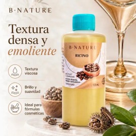 Aceite De Ricino Natural B Nature 125ml - Emoliente, Calmante Y Laxante. Obtenido Por Expresión En Frío. Fortalece Uñas, Cejas, Pestañas Y Cabello....