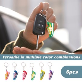 KOQAIIZ Set of 6 Trainers Sports Key Fob Basketball Shoes Mini Shoe Key Ring Basketball Shoes Keychain Gift