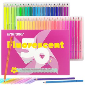 50 Count Fluorescent Coloured Pencils for Adult Coloring Books, Soft Core,Ideal for Drawing Blending Shading,Colouring Pencils Set Adults Kids Beginners