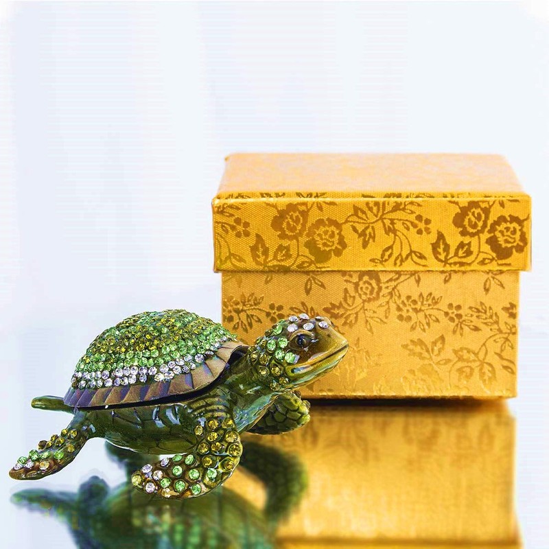 Turtle Trinket Box Turtle Figurine Jewelry Boxes Hinged Trinket Boxes