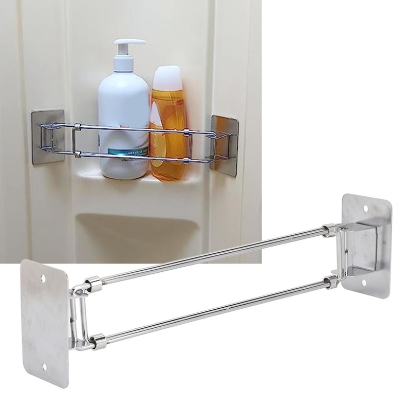 195‑345mm RV Shower Corner Storage Bar Stainless Steel Adjustable Bathroom