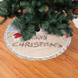 Christmas Tree Skirt Santa Hat On The Beach 36" Tree Skirt for Xmas Party Holiday Decoration
