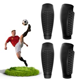 Pack of 4 Children's Football Shin Pads - Breathable & Non-Slip Shin Pads Football Men | Designed for Adolescent Football Players (36 g/piece)
