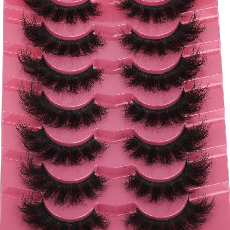Mink Lashes Fluffy 8D Volume Wispy Eye Lashes Cat-Eye Long