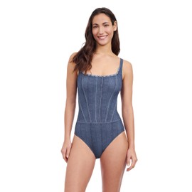 Profile by Gottex Women's Standard Jeans Print One Piece Bathing Suit