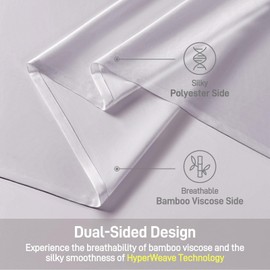 Hypoallergenic Bamboo Viscose Soft Cooling Breathable Bed Sheets Set with 16" Extra Deep Pocket, 4 Pieces King Grey, Luxury and Silky Smooth Finish, Oeko-Tex Certified