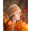 Futrzane Women's Beige Sherpa Trim Hat - Winter Hats -