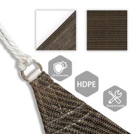 Patio Paradise 6' x 12' Sun Shade Sail Rectangle Canopy Patio Cover Sunlight Block Awning Heavy Duty Commercial Grade for Backyard Lawn Garden Outdoor Activities, Brown