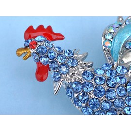 Alilang Silver Tone Enamel Morning Fighting Rooster Chicken Animal Brooch Pin
