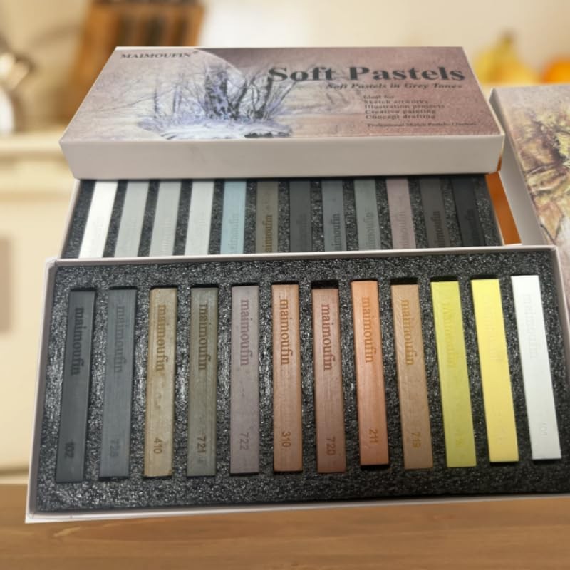 MAIMOUFIN 12-Pack Earth Tone Square Soft Pastels Water-Soluble Blendable Artist