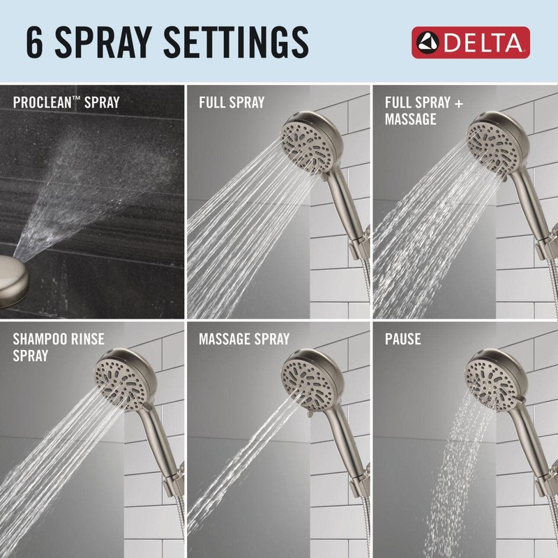 Delta Faucet ProClean Brushed Nickel Shower Head with Handheld, Showerhead