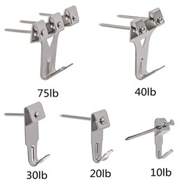 Mult Wall Hanging Nail Hooks, Frame Hardware Picture Hanger, Strong Plasterboard Veneer Wood Hooks, Wire Rope, 3 Pin Hooks, Set of 282, Silver