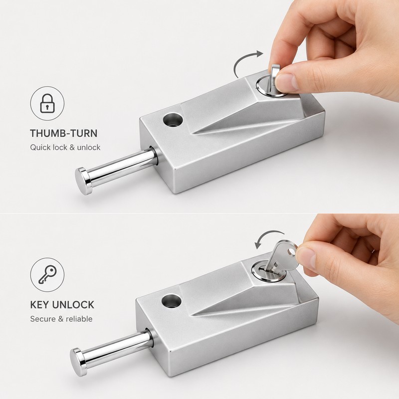 Spring Floor Door Latch Lock for Revolving Doors - Stainless