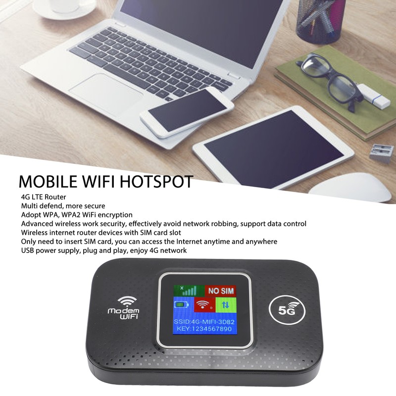 4G LTE Mobile WiFi Hotspot with SIM Card Slot for