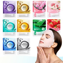 Kaely 10 Pack Variety Sheet Masks, Spa Party Face Masks for Kids Skincare Set, Facial Masks Beauty with Natural Ingredients, Moisturize Soothe for All Skin Types, Birthday Christmas Gifts, Set04