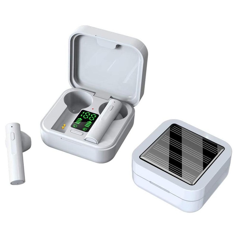 Solar Charging Bluetooth Earphone LED Digital Display Intelligent Earbuds Noise