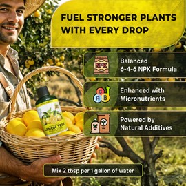 Leaves and Soul Lemon Tree Fertilizer 8 oz, Professional Liquid Lemon Tree Fertilizer 6-4-6 Concentrate for Lemon Trees, Fruit Tree Fertilizer for Potted and Outdoor Garden Lemon Trees