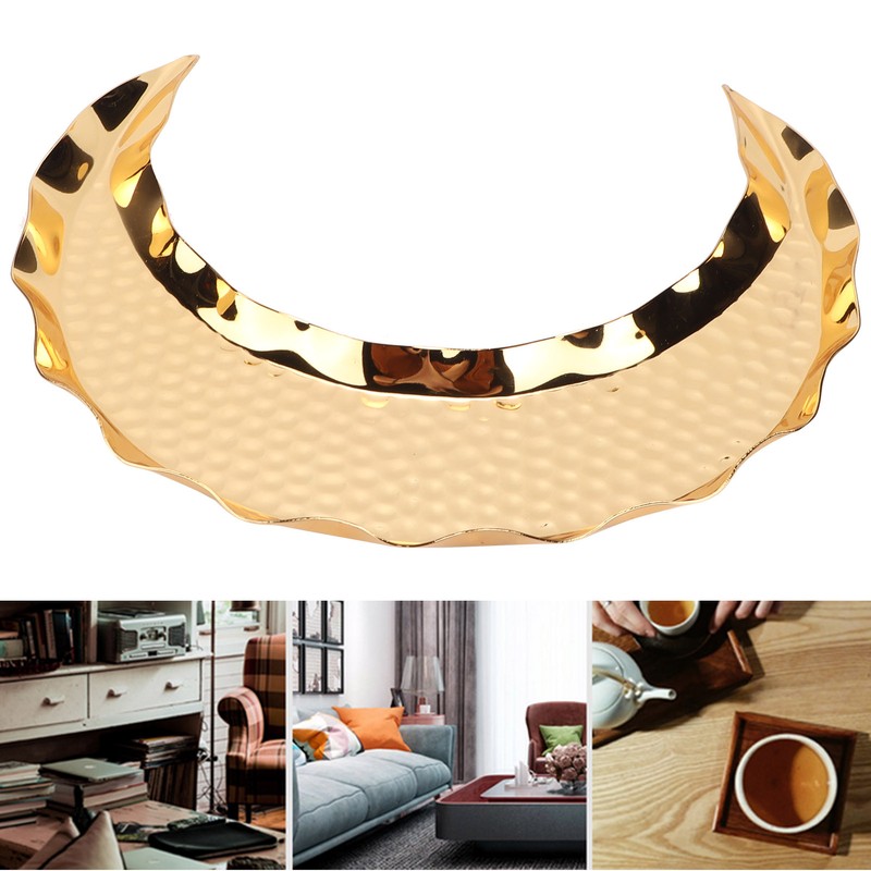Serving Platter Zinc Alloy Fruit Plate Contemporary HalfMoon Shape Tableware