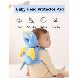 Bambebe Baby Head Protection Pillow Head Protection Backpack Safety Pads Adjustable Size Baby Head Protector for 4-24 Months Toddler Baby Safety Helmet Baby Harness Baby Walking(Dragon)