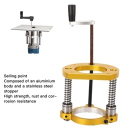 Focket Router Lift, Aluminum Alloy Stainless Steel Router Table, Insert Plate, Lifting Base with Handle, 65Mm, 70Mm, Stroke, High Accuracy, Woodworking, Router Table Lifting System