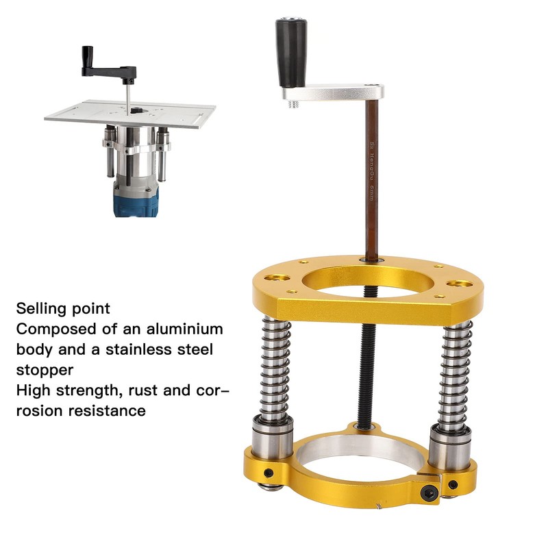 Focket Router Lift, Aluminum Alloy Stainless Steel Router Table, Insert