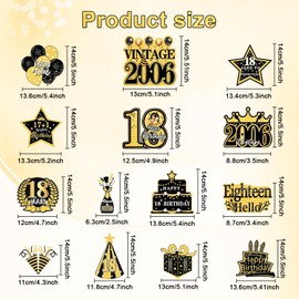 TopBine 18th Birthday Decorations Hanging Swirls for Boys Girls, Black Gold Vintage 2006 18th Birthday Foil Swirls Party Supplies, Eighteen Year Old Birthday Ceiling Hanging Decorations