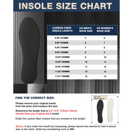 FANCYWING Carbon Fiber Insole -1 Pair | Rigid Shoe Insert, Arch Support Insole for Foot Pain, Arthritis, Hallux Rigidus, Turf Toe & Mortons Toe | Stiff Soles 25.5cm(Fit Men Size 8/Women 9)
