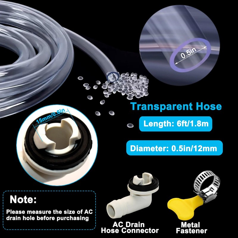 2 Packs Air Conditioner Drain Hose 6ft Portable AC Drain
