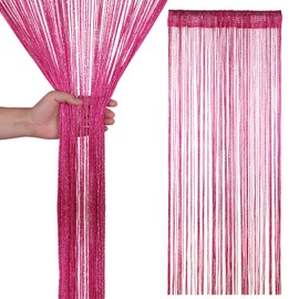 Trimming Shop Glitter String Curtains Fly Screen Room Divider Fringe Panel Spaghetti Tassel Curtain For Doorway, Windows, Doors, Home Décor, Event Decoration, 200cm x 90cm, Hot Pink