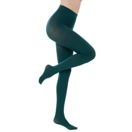 HeyUU Women’s Colourful, Semi-Opaque Support Tights, 80 Denier, Microfiber, dark green