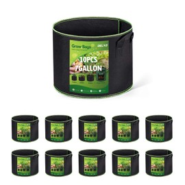 Delxo 10-Pack 7 Gallon Grow Bags Heavy Duty Aeration Fabric Pots Thickened Nonwoven Fabric Pots Plant Grow Bags with Handles