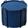 Coasters,Drink Coasters Set of 8 with Holder (Navy Blue, 12pcs)