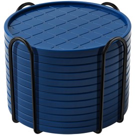 Coasters,Drink Coasters Set of 8 with Holder (Navy Blue, 12pcs)