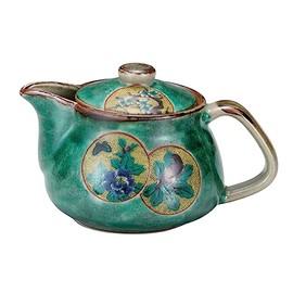 Kutani Potted Teapot, Green Round Crest K8-551